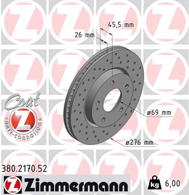 Диск тормозной спортивный ZIMMERMANN 380217052
