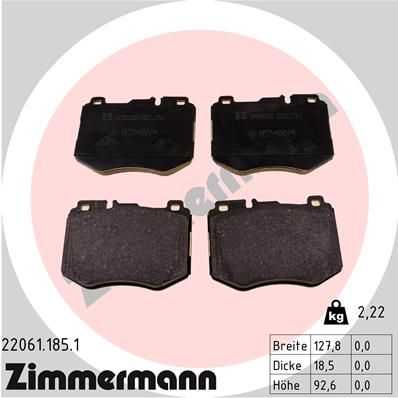 Колодки тормозные передние ZIMMERMANN 220611851