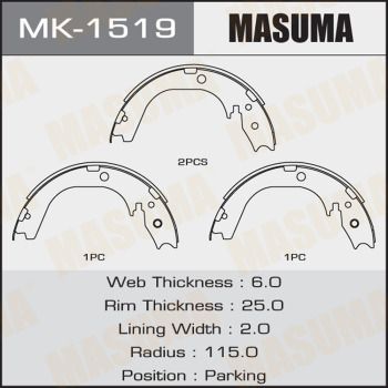 Колодки тормозные барабанные Masuma MK1519