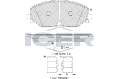 Колодки тормозные дисковые передние ICER 182328