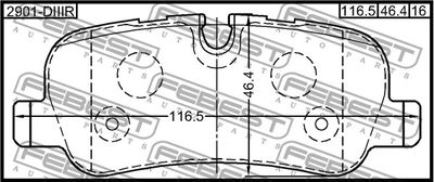 Колодки тормозные задние FEBEST 2901DIIIR