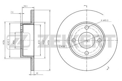 Диск тормозной передний Zekkert BS5084