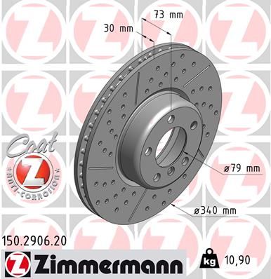 Диск тормозной передний ZIMMERMANN 150290620
