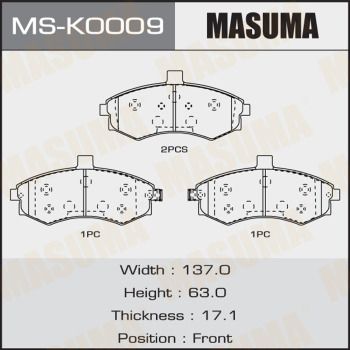 Колодки тормозные Masuma MSK0009