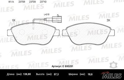 Колодки тормозные передние Miles E500201