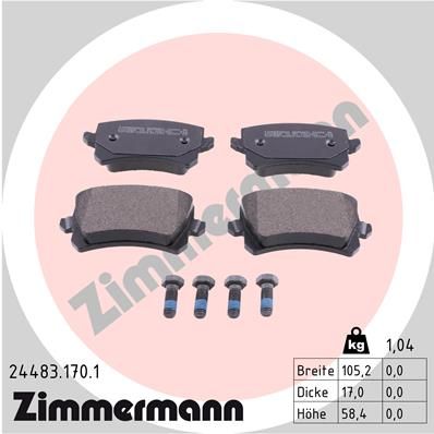 Колодки тормозные дисковые задние ZIMMERMANN 244831701