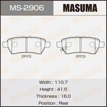 Колодки тормозные Masuma MS2906