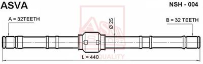 Полуось правая ASVA NSH004