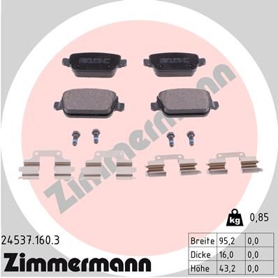 Колодки тормозные дисковые ZIMMERMANN 245371603