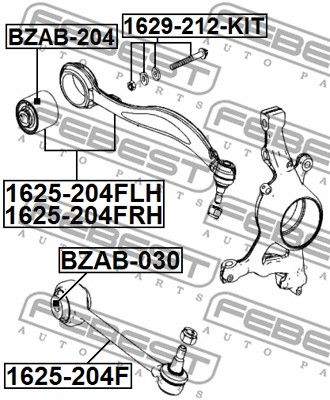 Болт с эксцентриком ремкомплект FEBEST 1629212KIT