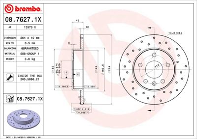 Диск тормозной BREMBO 0876271X