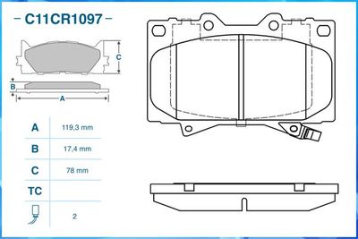 Колодки тормозные передние CWORKS C11CR1097