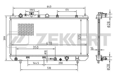 Радиатор охлаждения двигателя Zekkert MK1393
