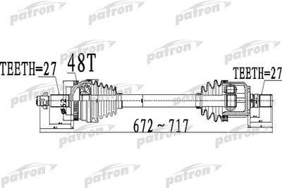 Полуось передний мост слева PATRON PDS0507