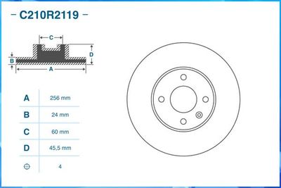Диск тормозной передний CWORKS C210R2119