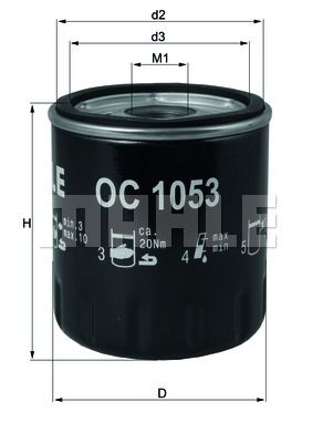Фильтр масляный MAHLE OC1053