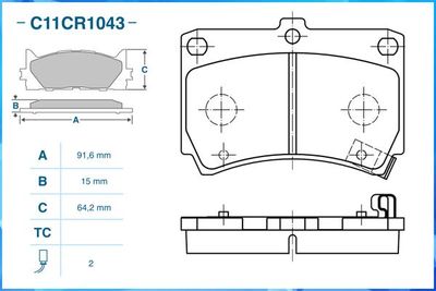 Колодки тормозные передние CWORKS C11CR1043