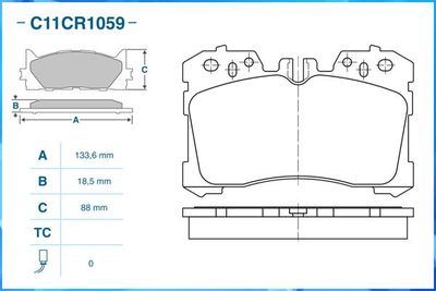 Колодки тормозные передние CWORKS C11CR1059