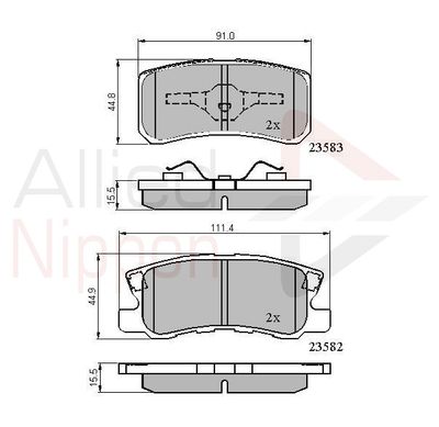 Колодки тормозные задние ALLIED NIPPON ADB0905