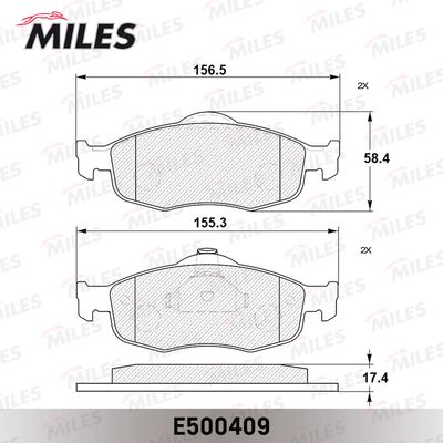 Колодки тормозные передние без датчика Miles E500409