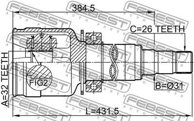 ШРУС внутренний передний правый FEBEST 1911R58RH