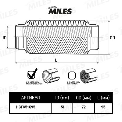 Гофра глушителя усиленная EUROEX 50X100IL