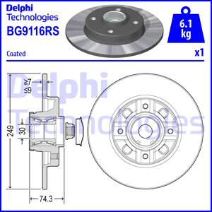 Диск тормозной DELPHI BG9116RS