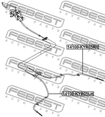 Трос стояночного тормоза правый FEBEST 14100KYR05RH