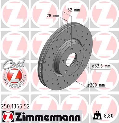 Диск тормозной передний вентилируемый ZIMMERMANN 250136552
