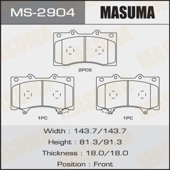 Колодки тормозные передние Masuma MS2904