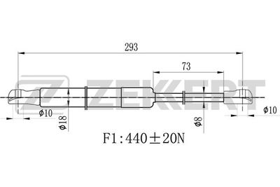 Пружина газовая багажника Zekkert GF2494