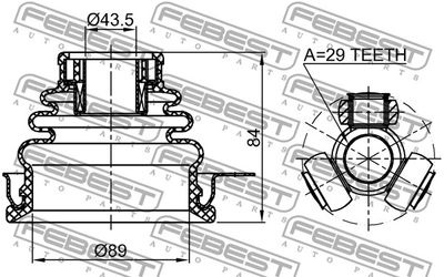 ШРУС внутренний левый ремонтный комплект FEBEST 0411DALH