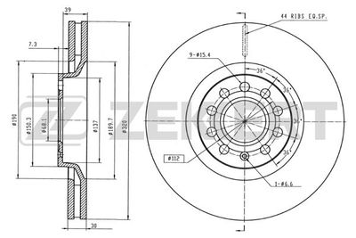 Диск тормозной передний Zekkert BS5245