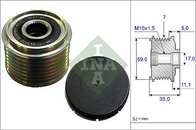 Шкив обгонный генератора INA 535015910