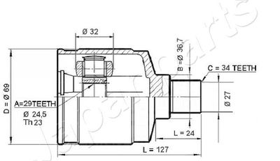 ШРУС в комплекте JAPANPARTS GIW20