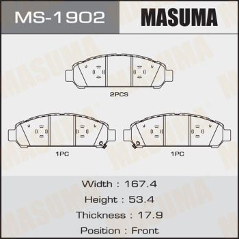 Колодки тормозные передние Masuma MS1902