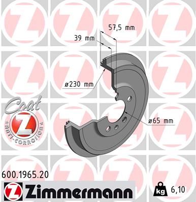 Барабан тормозной ZIMMERMANN 600196520