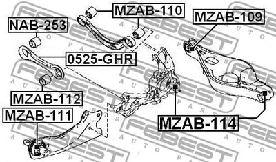 Сайлентблок задней поперечной тяги FEBEST MZAB112