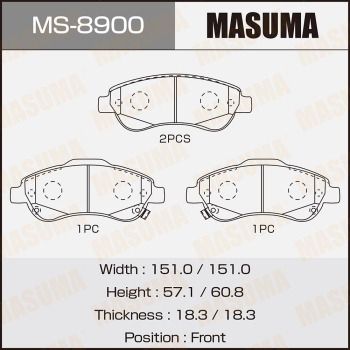 Колодки тормозные дисковые Masuma MS8900