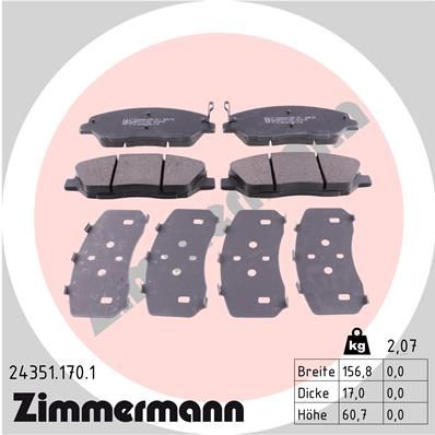 Колодки тормозные передние ZIMMERMANN 243511701