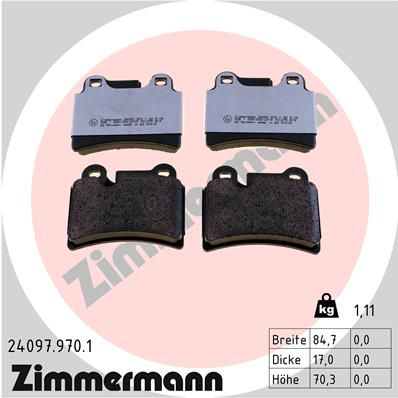 Колодки тормозные задние ZIMMERMANN 240979701