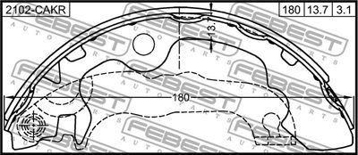 Колодки тормозные барабанные FEBEST 2102CAKR