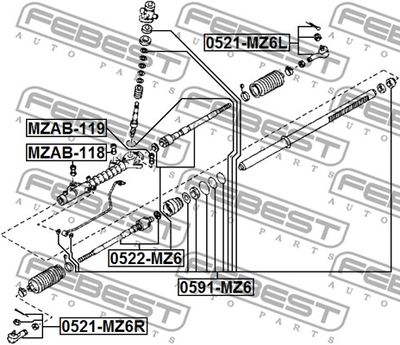 Наконечник рулевой левый FEBEST 0521MZ6L
