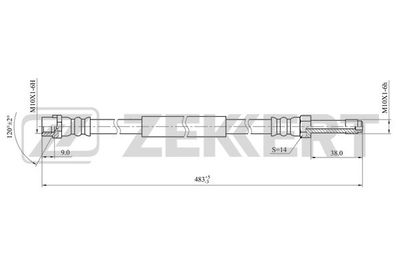 Шланг тормозной задний Zekkert BS9484