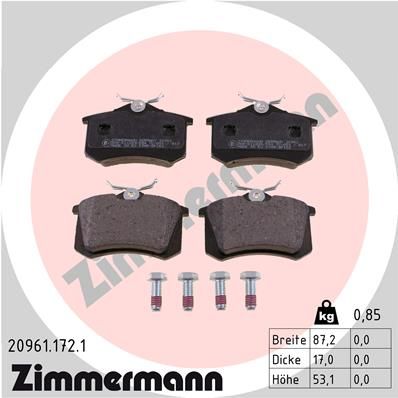 Колодки тормозные дисковые задние ZIMMERMANN 209611721