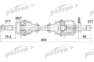 Полуось левая PATRON PDS1062