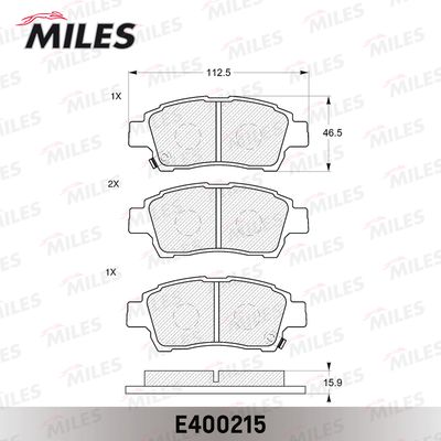 Колодки тормозные передние Miles E400215