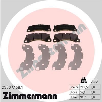 Колодки тормозные дисковые ZIMMERMANN 250071681