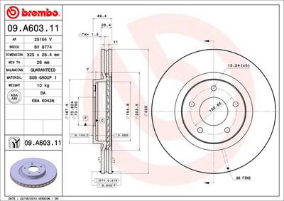 Диск тормозной BREMBO 09A60311