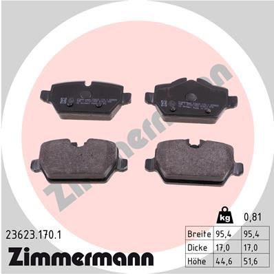 Колодки тормозные задние ZIMMERMANN 236231701